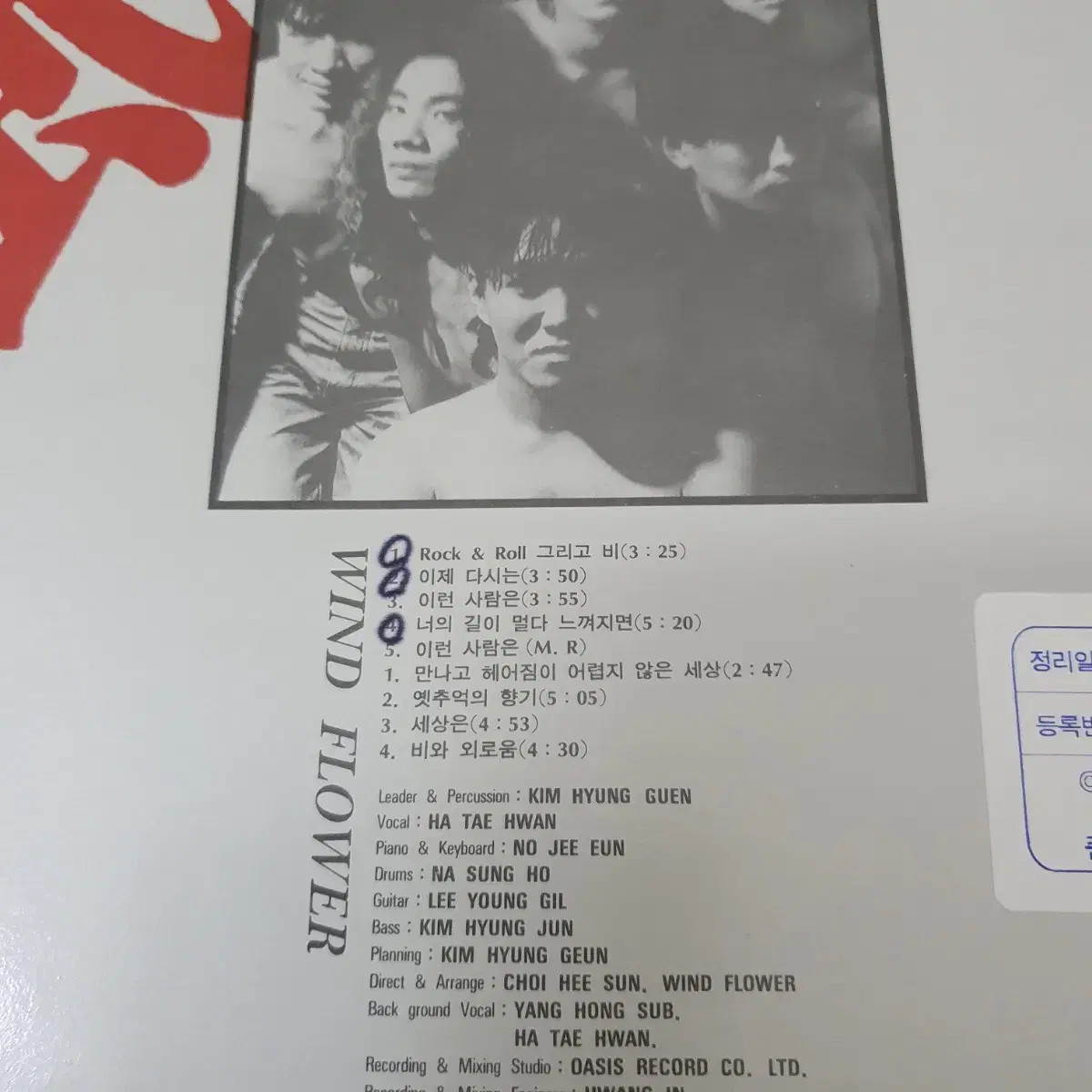 바람꽃 2집 LP  1993   비와 외로음