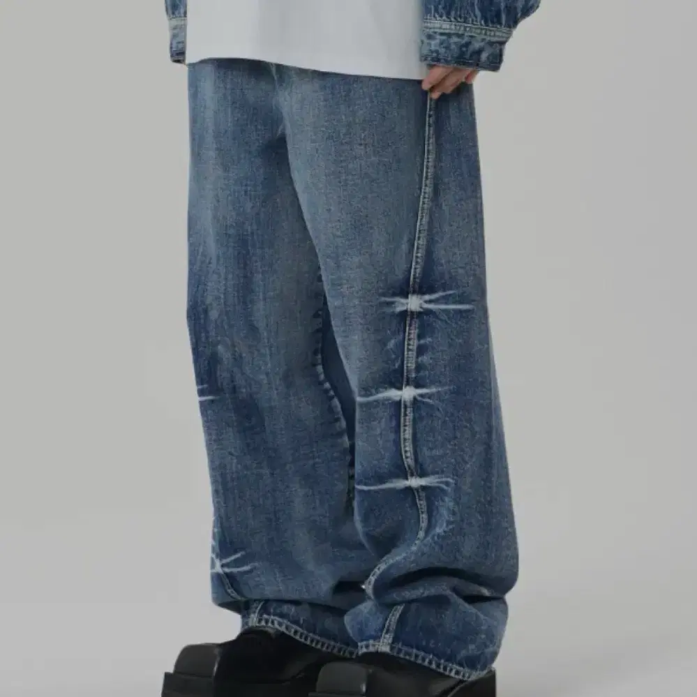 (메종미네드) PINCH WIND DENIM PANTS BLUE