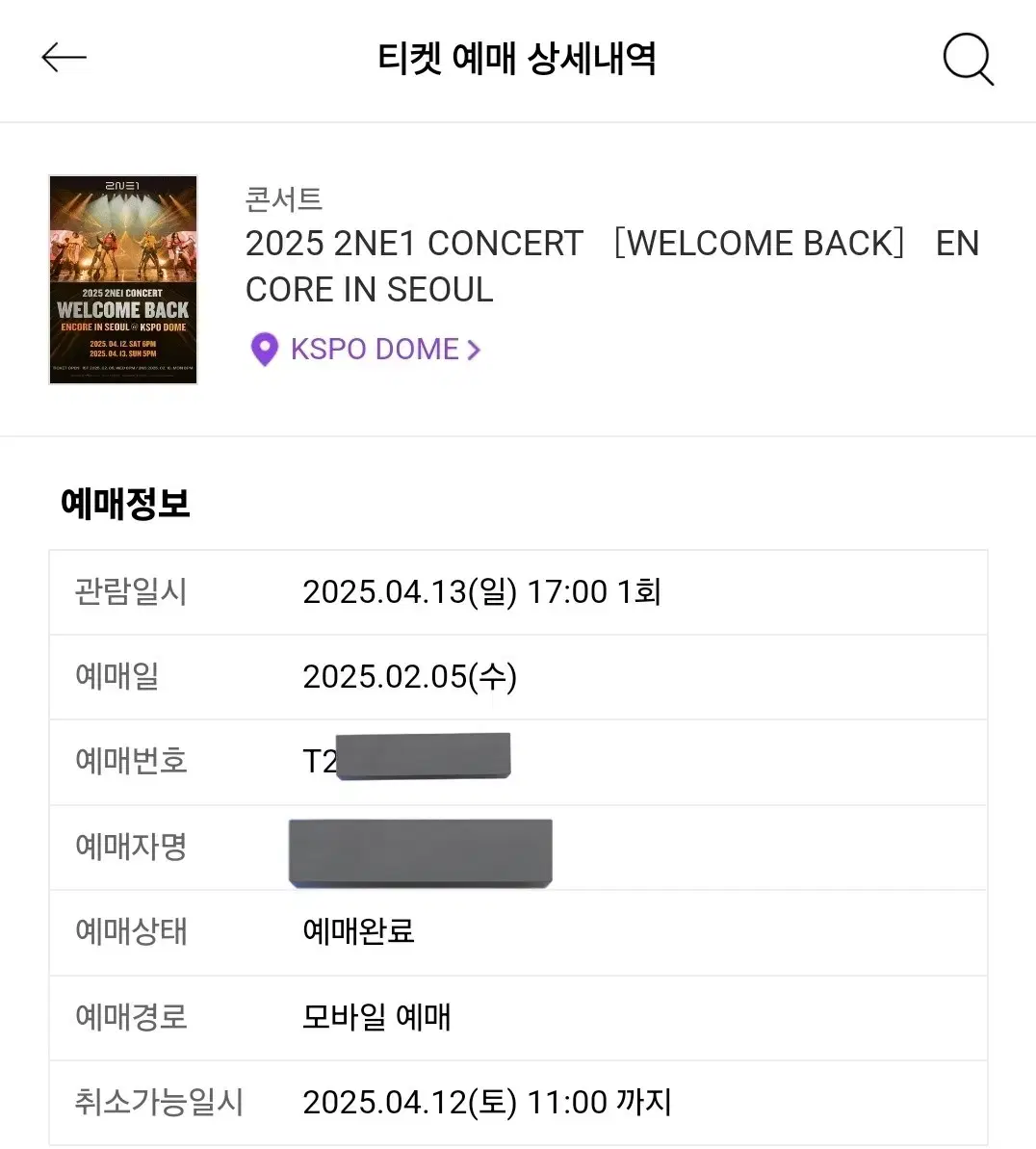 투애니원 2ne1 콘서트 막콘 13일 양도