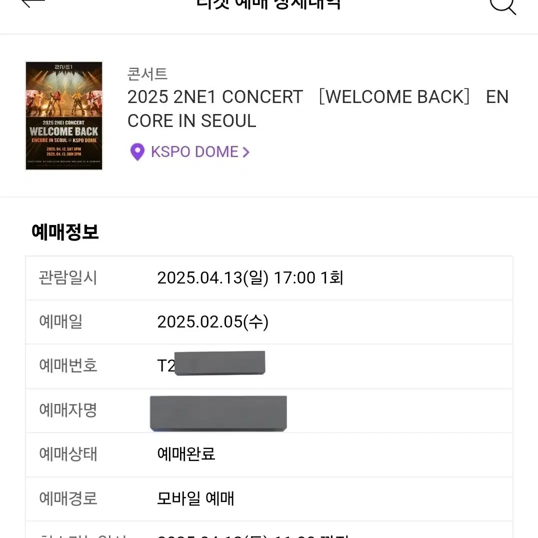 투애니원 2ne1 콘서트 막콘 13일 양도