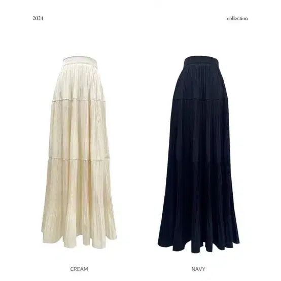 새상품) 무드나인 제작 maxi pleated skirt 네이비