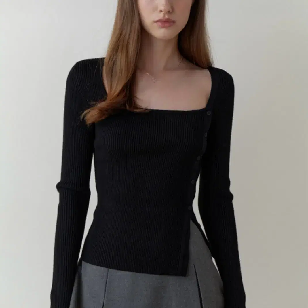 리엘 Eve button square knit (black)