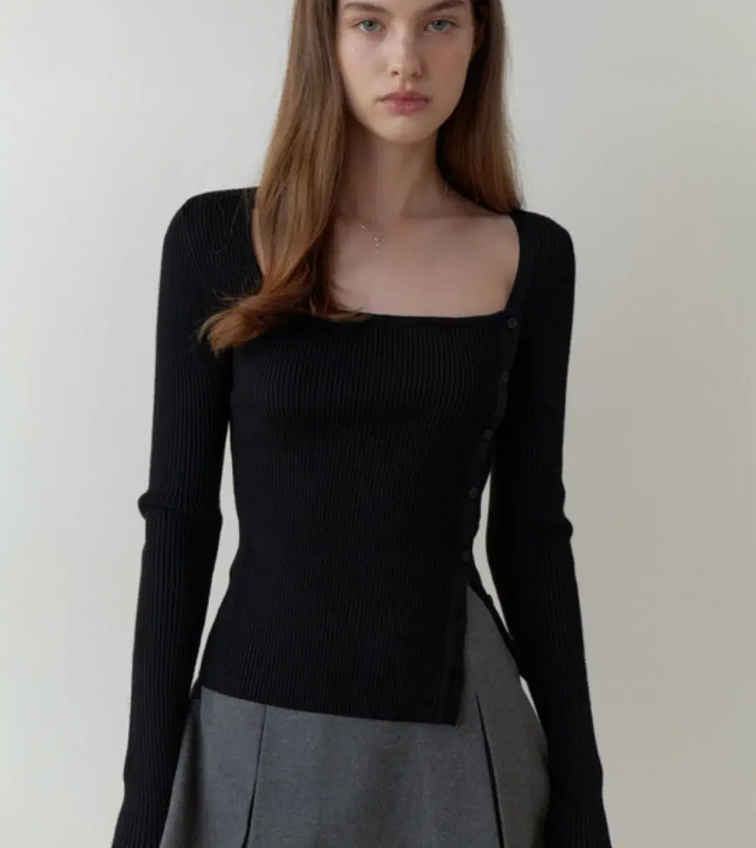 리엘 Eve button square knit (black)