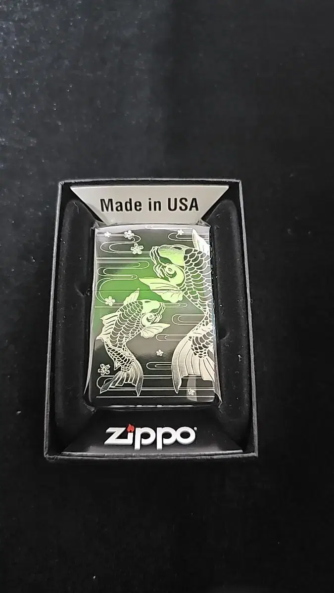 (새상품) 지포 zippo Noborigoi 실버 잉어 실버 블랙매트고급