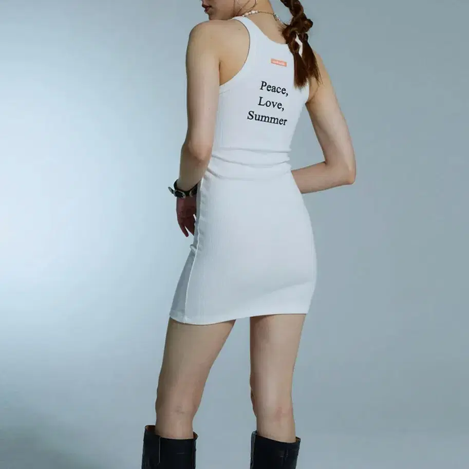 에즈이프캘리 RIB SLEEVELESS DRESS IVORY