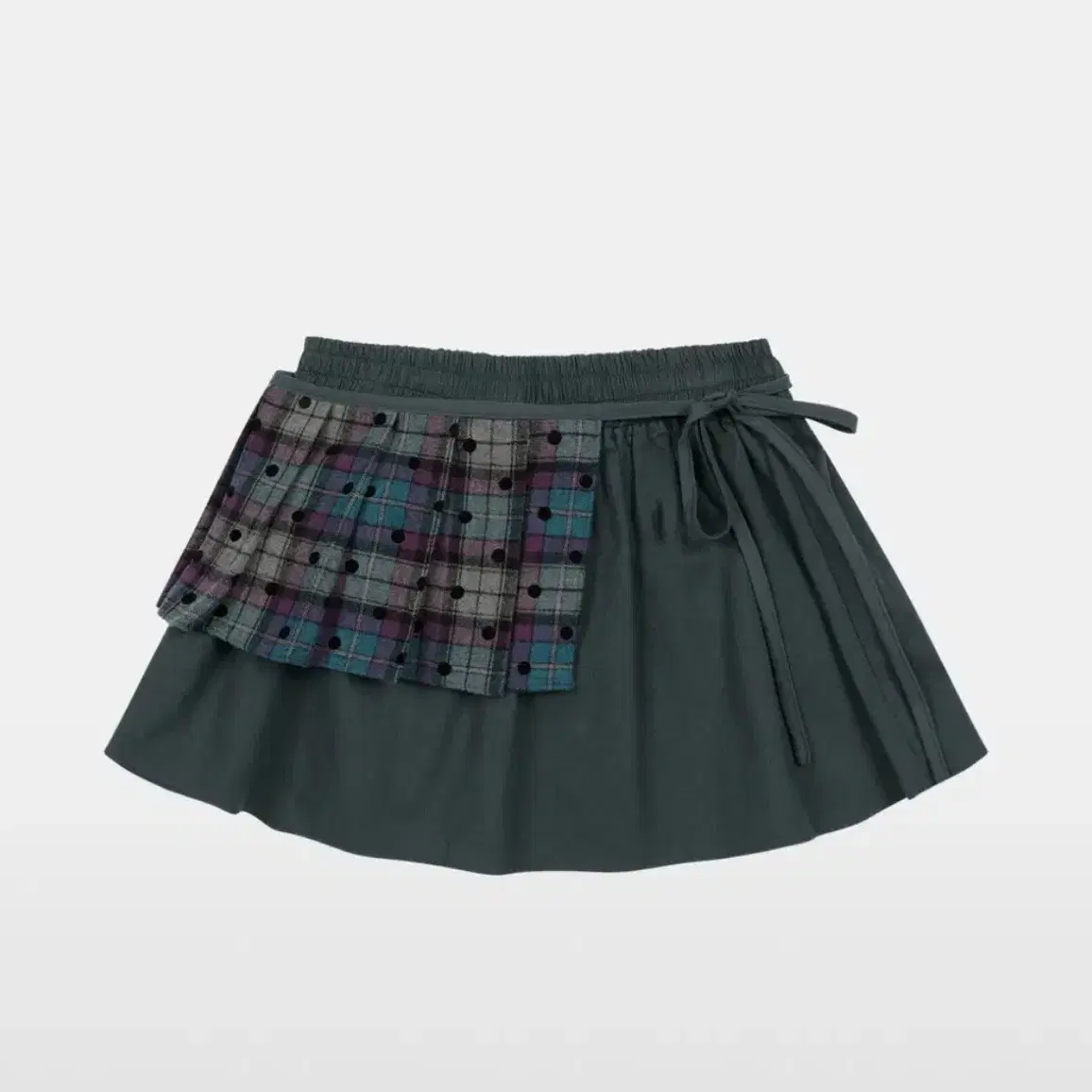 오헤시오 CHECK TWOWAY MINI SKIRT 퍼플 차콜