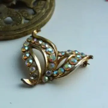 [영국제] 오로라 스톤 리프 브로치