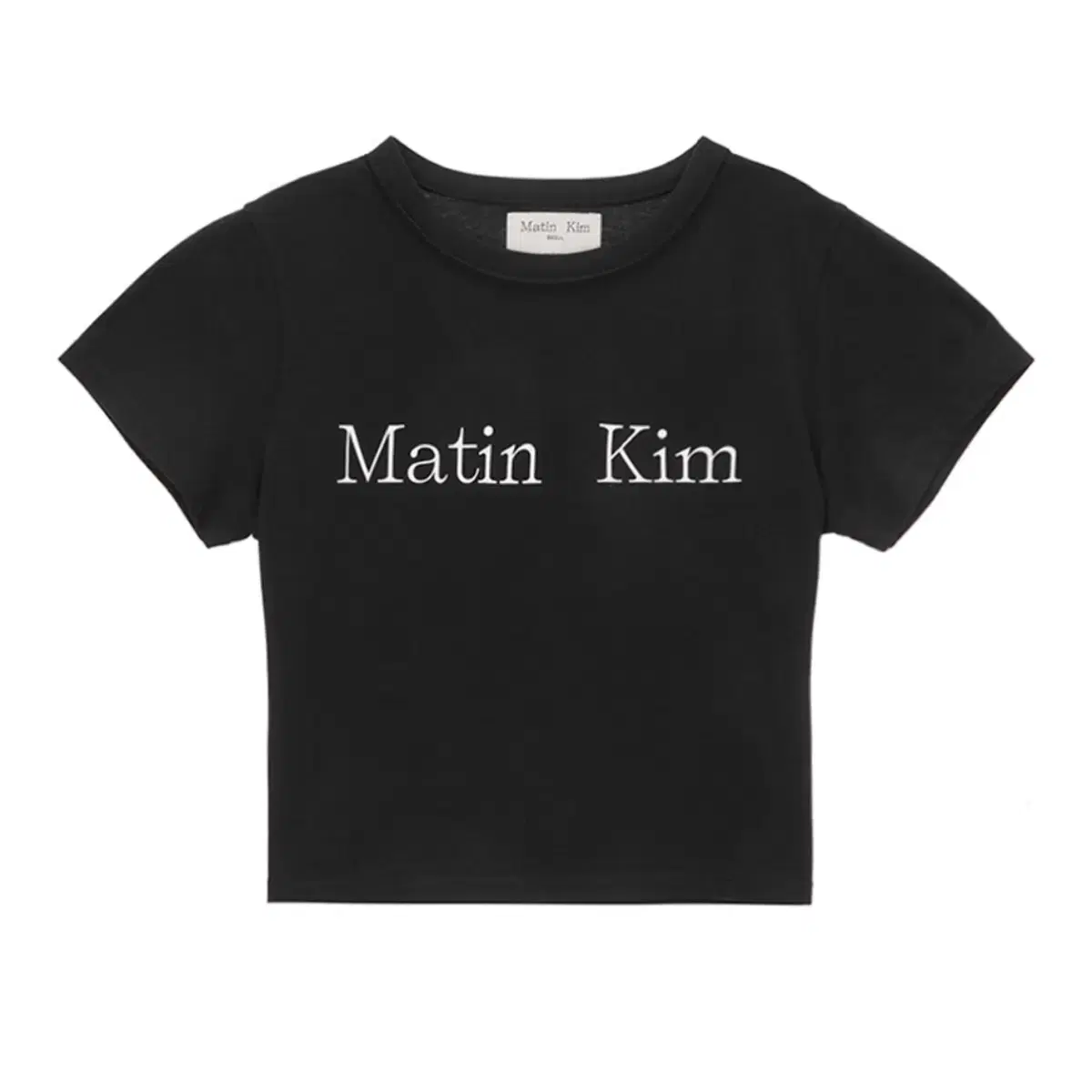 Matin kim 마뗑킴 로고 크롭탑 반팔 블랙 S