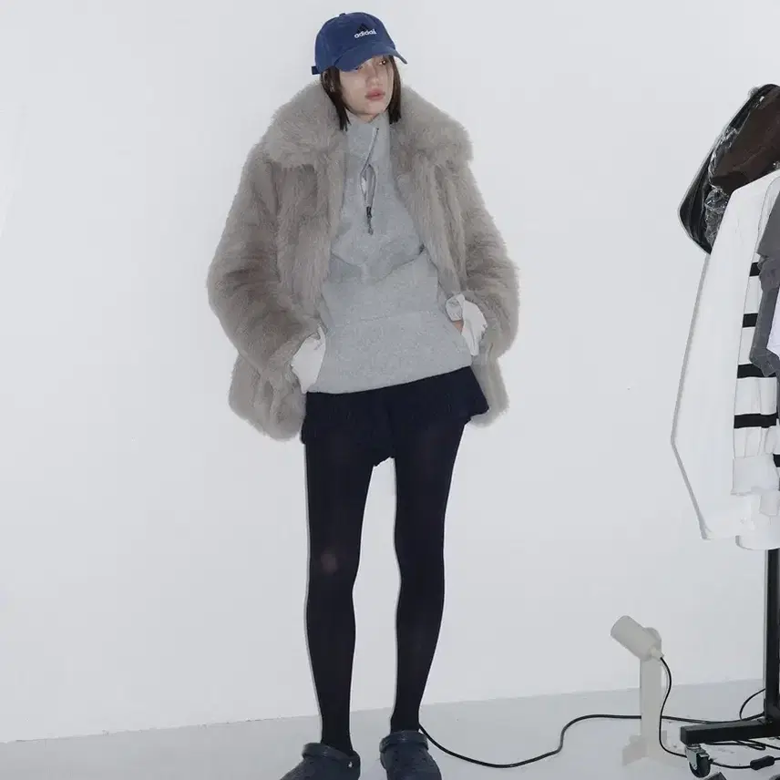 무료배송 휘 퍼자켓 그레이 hwi fur jacket coat 하이넥코트