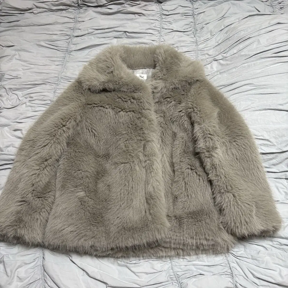 무료배송 휘 퍼자켓 그레이 hwi fur jacket coat 하이넥코트