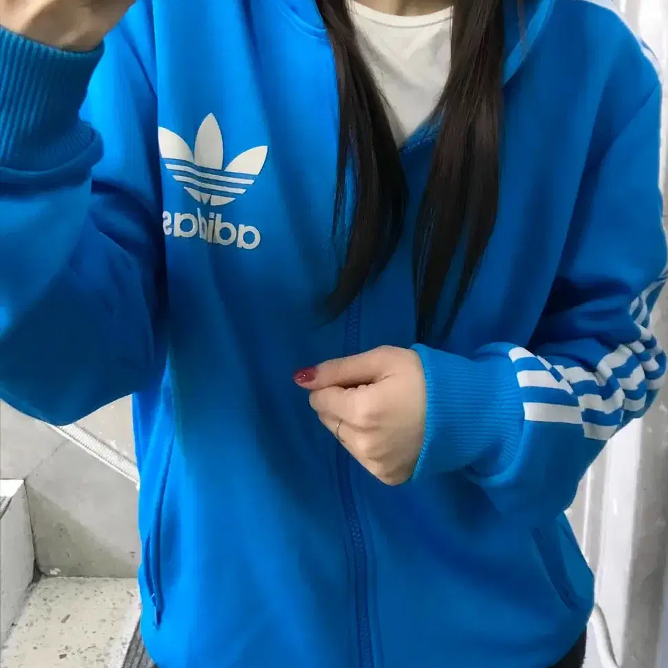 Adidas 아디다스 스카이블루 플락 후드 트랙탑