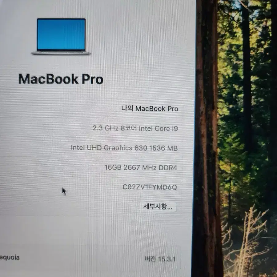 맥북 프로 2019년형 인텔 i9, 16GB, 1TB SSD (2020년