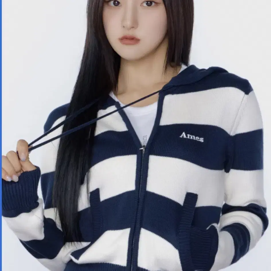 STRIPE KNIT HOODIE ZIP-UP