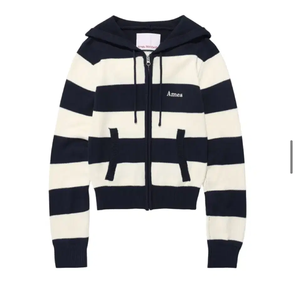 STRIPE KNIT HOODIE ZIP-UP