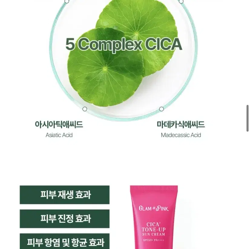 글램핑크 선크림 시카플러스 톤업 선케어 선블록 50ml 팜