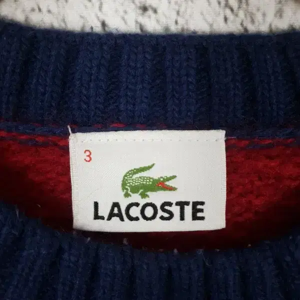 라코스테 LACOSTE 와플 크루넥 니트 레드 블루 2400008