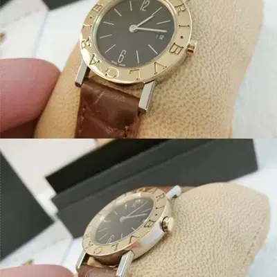 불가리 BB26SGL 여성용 26mm 18K 콤비 쿼츠 가죽 타입