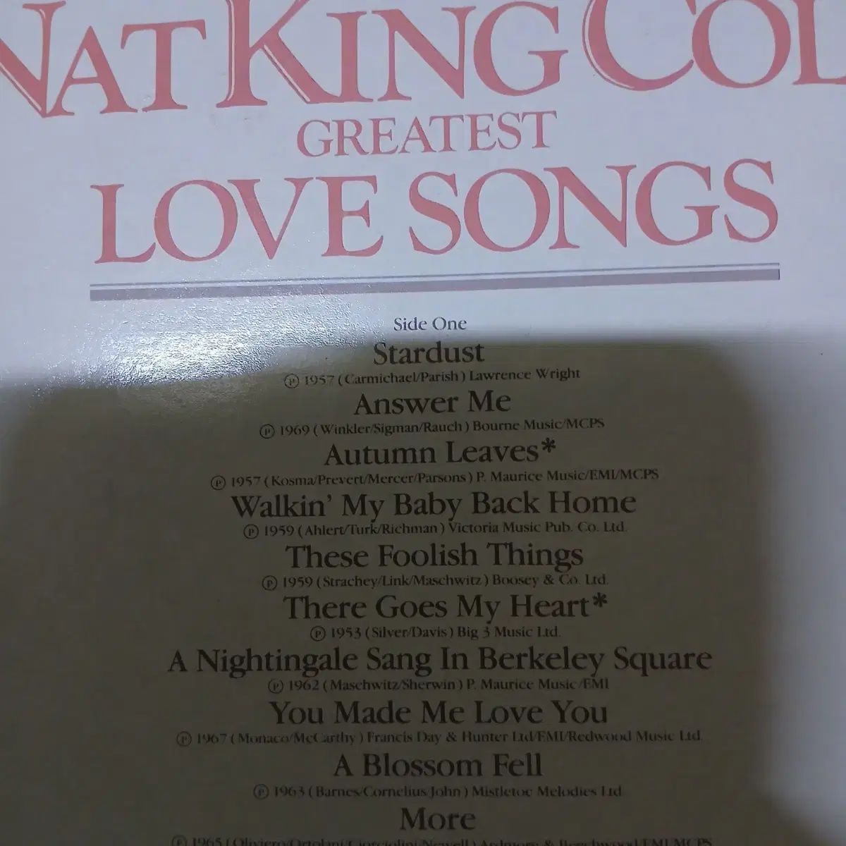 Lp중고 NAT KING COLE - GREATEST LOVE SONGS