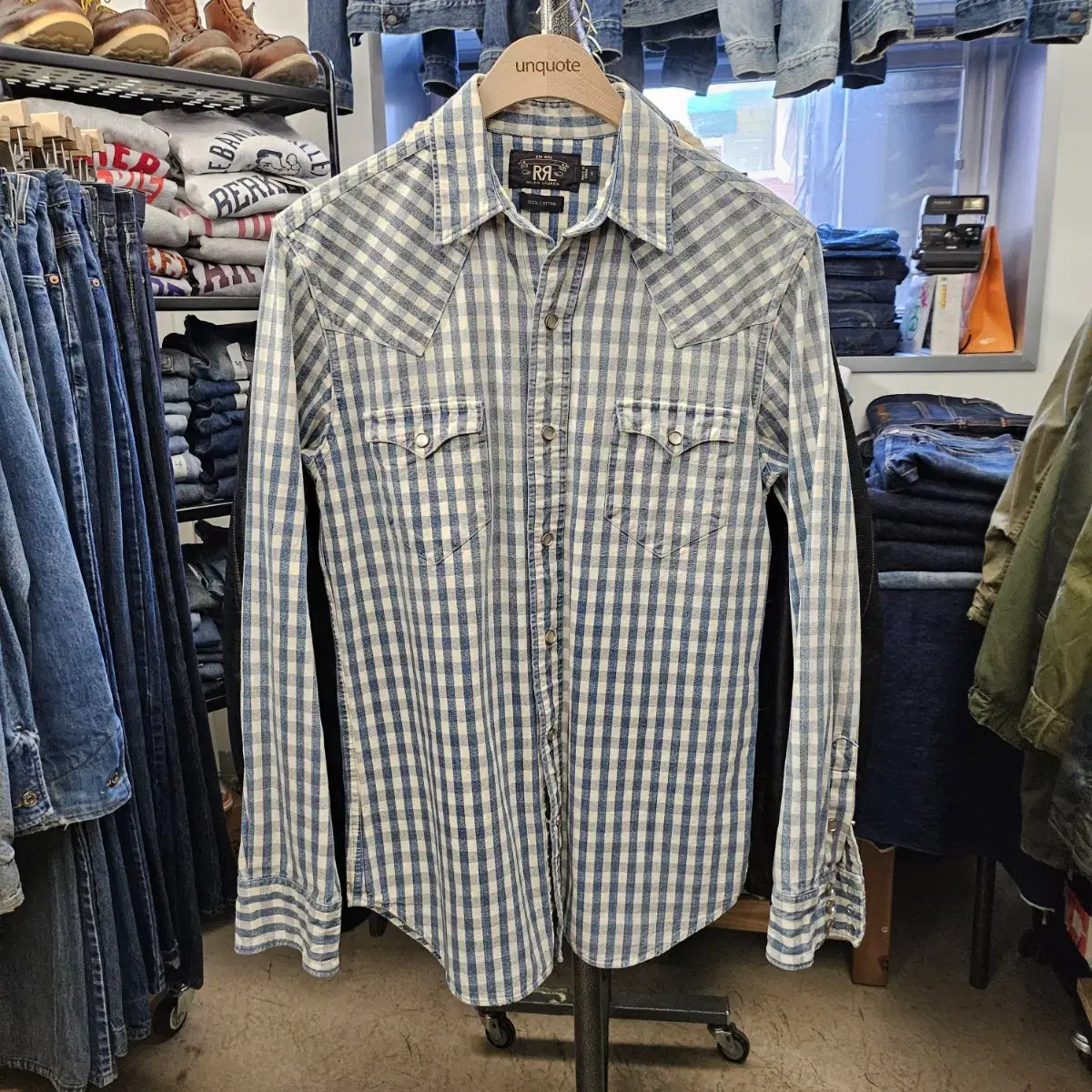 Double RL "Indigo Check Western Shirt"