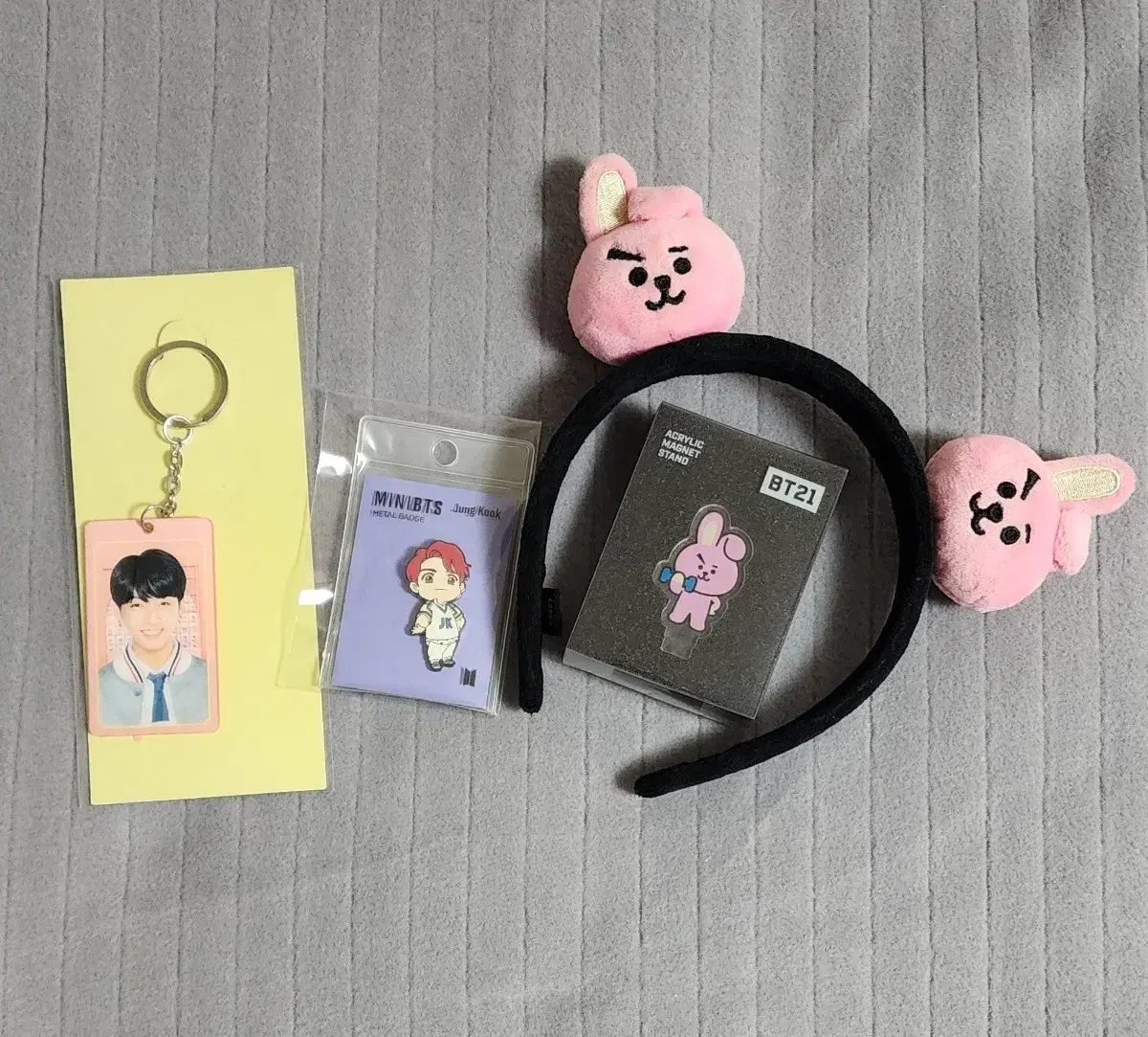 방탄 정국 jk 머스터 키링, BT21 쿠키헤어밴드 등 일괄