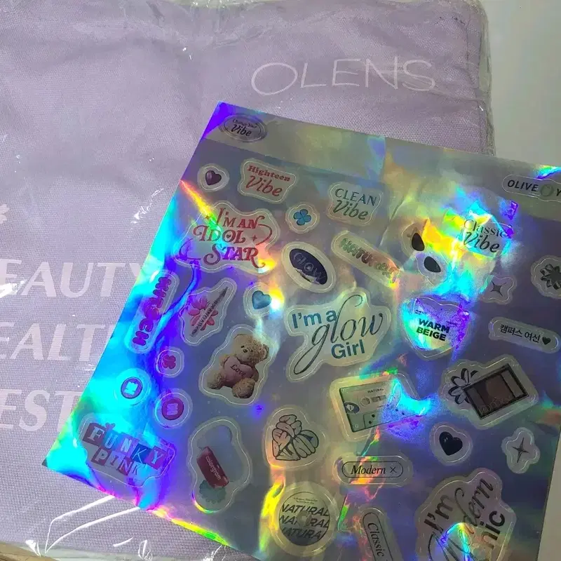 나눔(덤) 새상품 올리브영 프로모션 에코백+홀로그램스티커 세트
