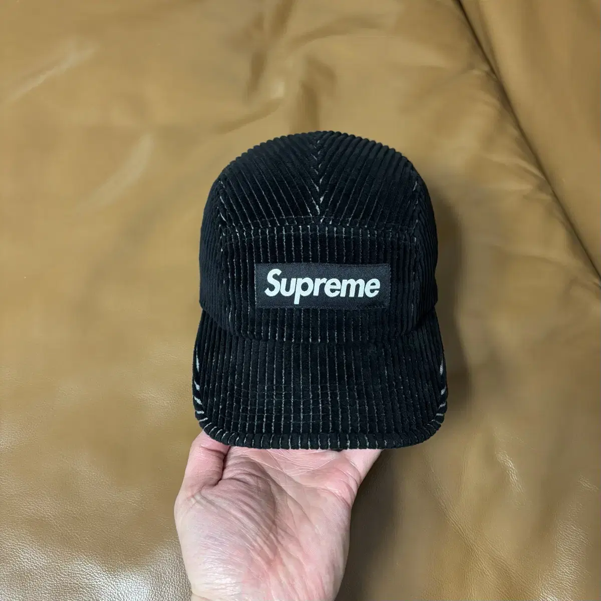 Supreme 슈프림 코듀로이 투톤 블랙 캠프캡 모자 (Black)