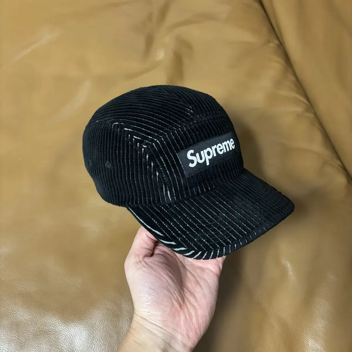 Supreme 슈프림 코듀로이 투톤 블랙 캠프캡 모자 (Black)