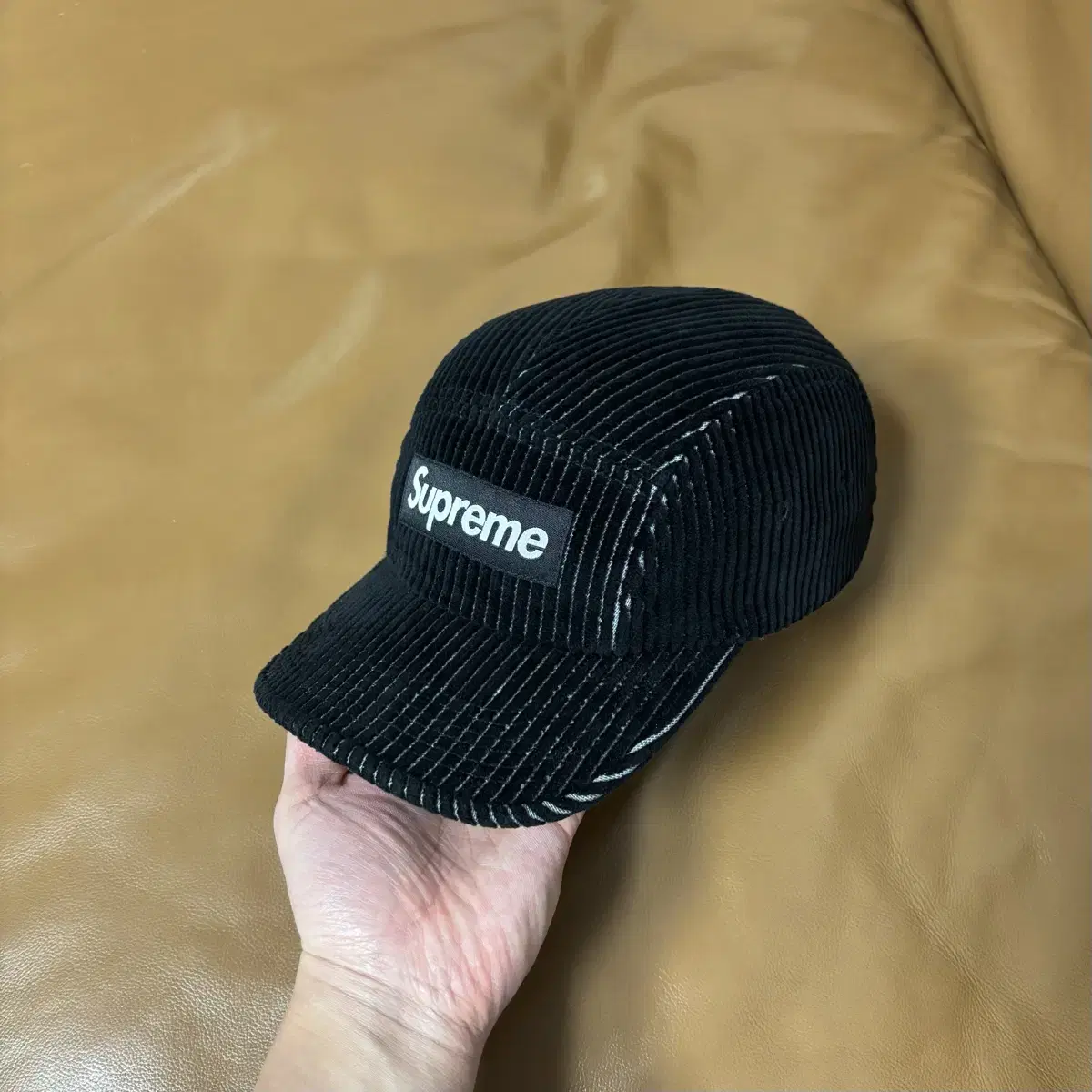 Supreme 슈프림 코듀로이 투톤 블랙 캠프캡 모자 (Black)