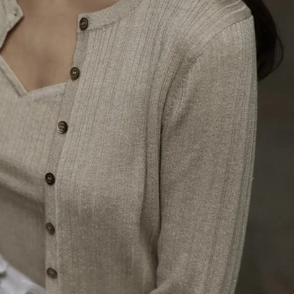 엘보른 stilla knit cardigan 셋업 베이지