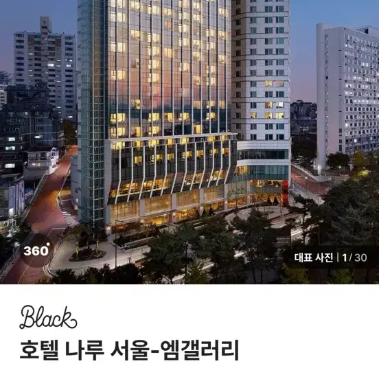 호텔 나루 서울 엠갤러리 디럭스 리버킹 1박 (17~18일)