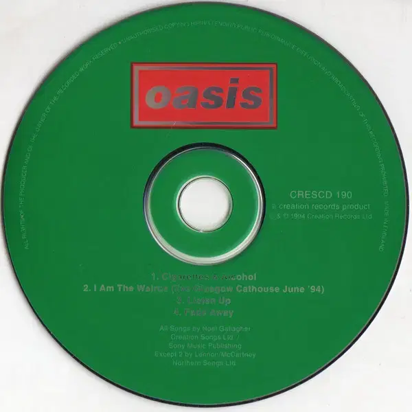 Oasis - Cigar & Alcohol (싱글CD) 영국반 초판 NM