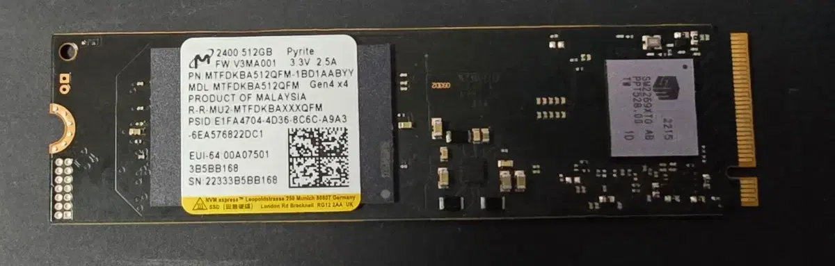 마이크론 2400 Nvme SSD 512GB