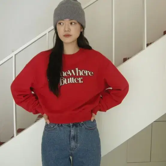 썸웨어버터 new wave logo sweatshirt (red)