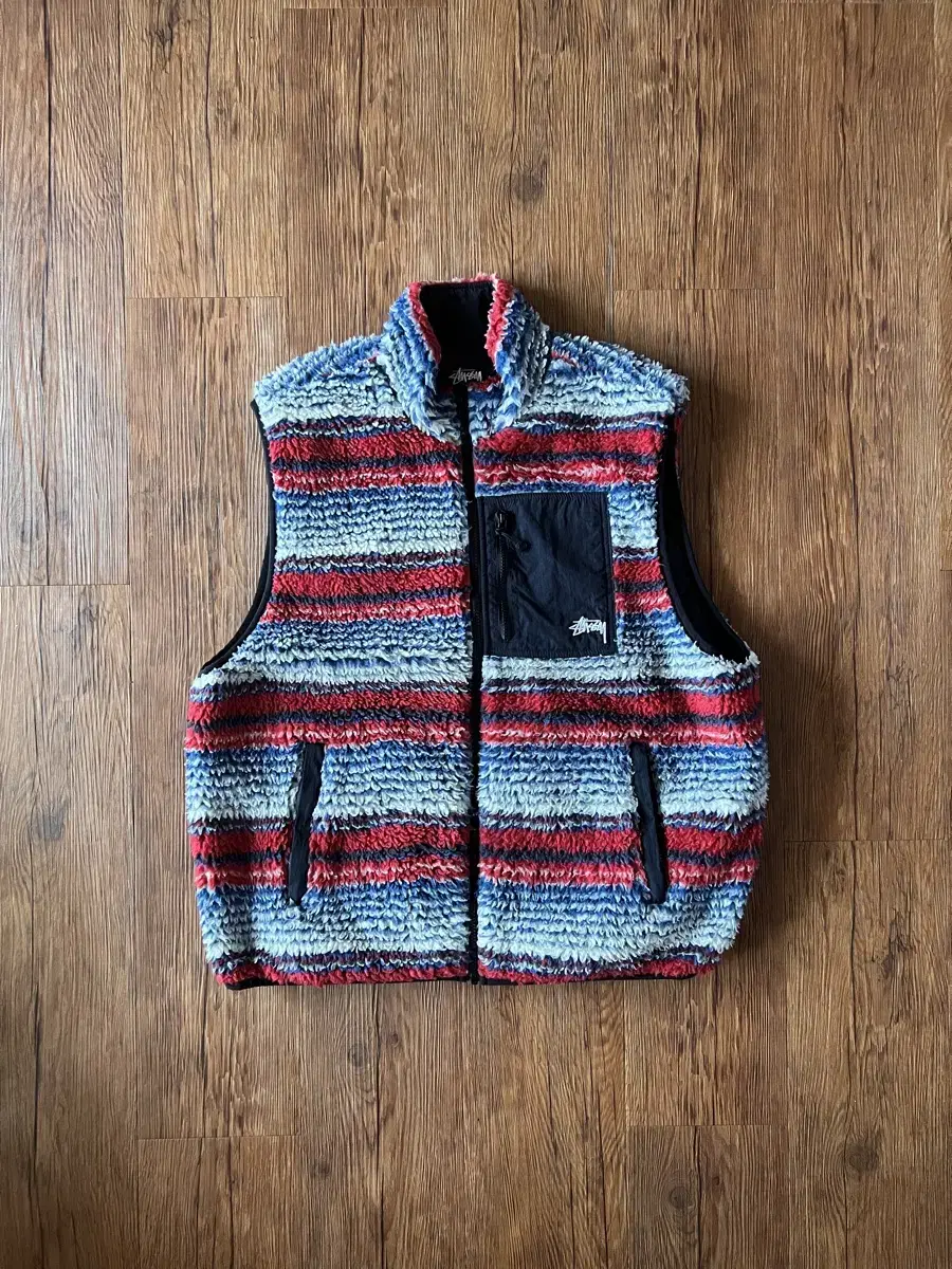 Stussy Striped Sherpa Vest / 스투시 쉐르파 베스트