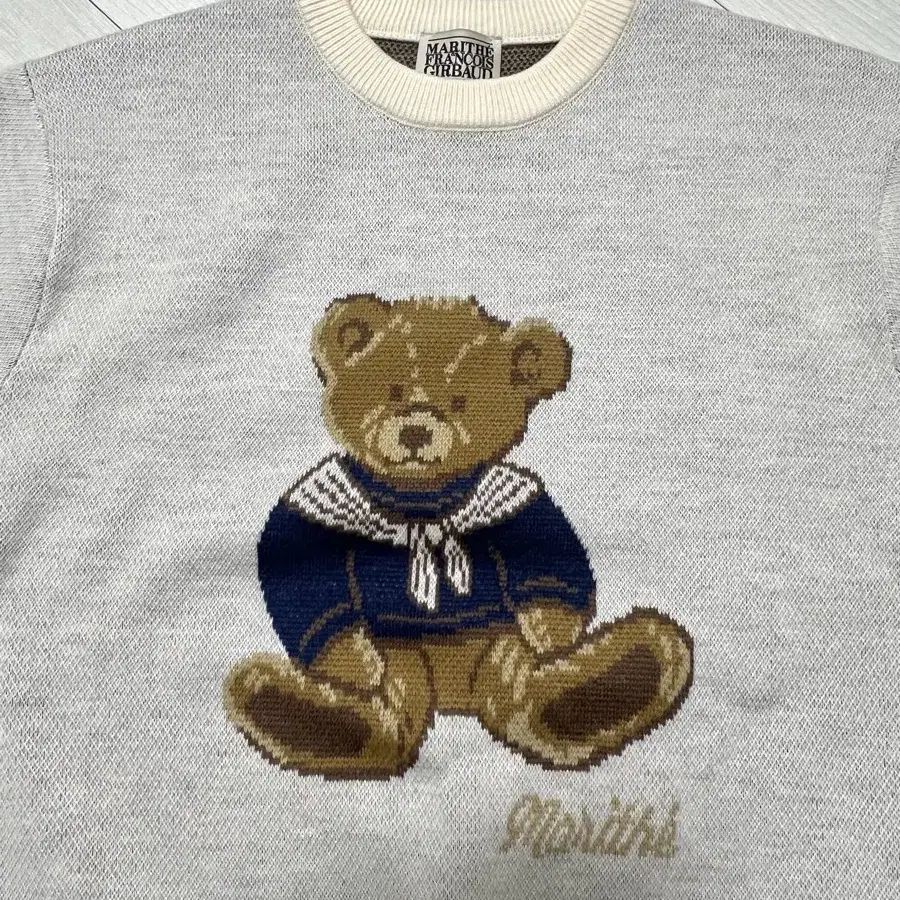 마리떼 DOODLE BEAR SWEATER ivory 곰돌이 니트