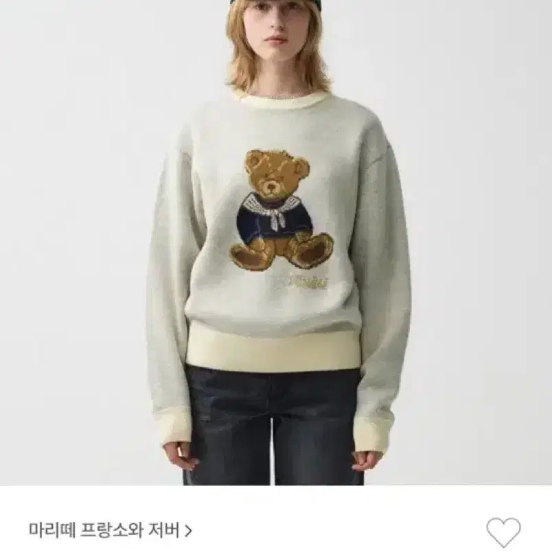 마리떼 DOODLE BEAR SWEATER ivory 곰돌이 니트