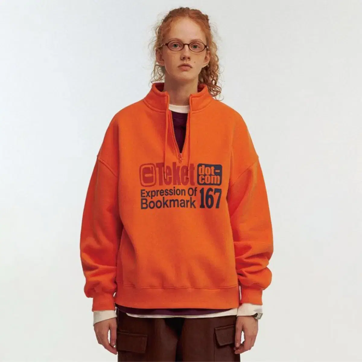 테켓 Bookmark Half Zip-Up Sweatshirt Orang