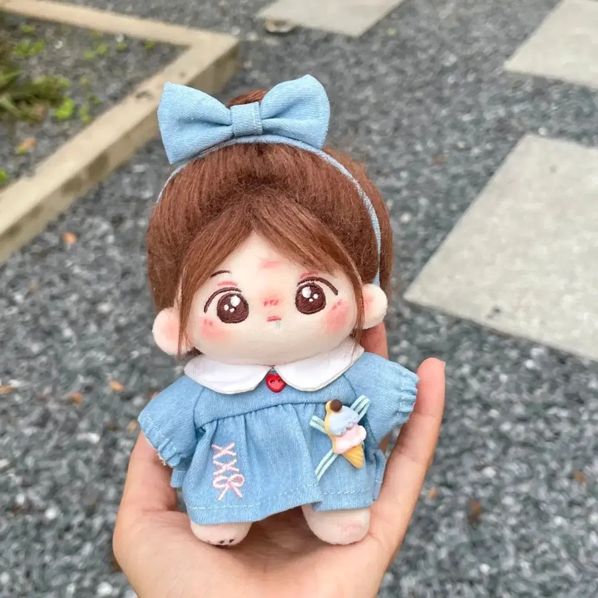 미시착) 10cm 인형옷 아이스크림 원피스+머리띠 데님 양도