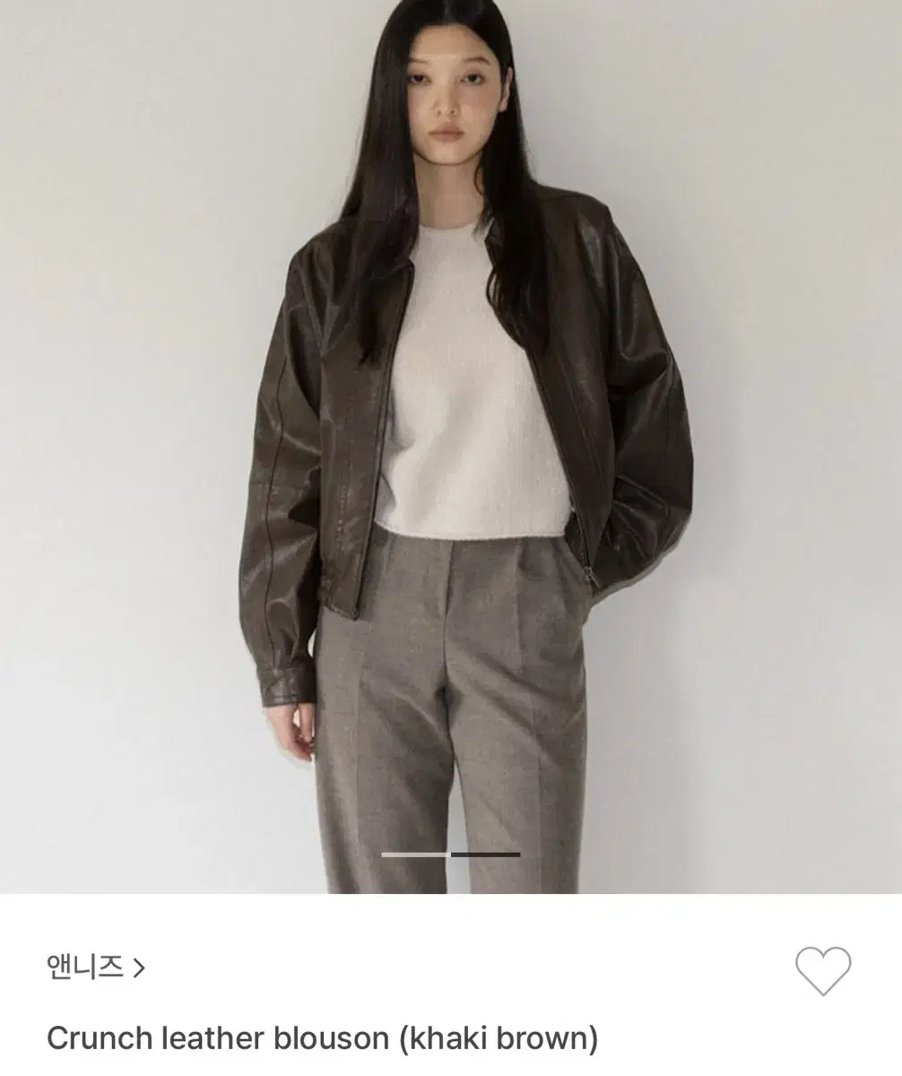 앤니즈 Crunch leather blouson (khaki brown)