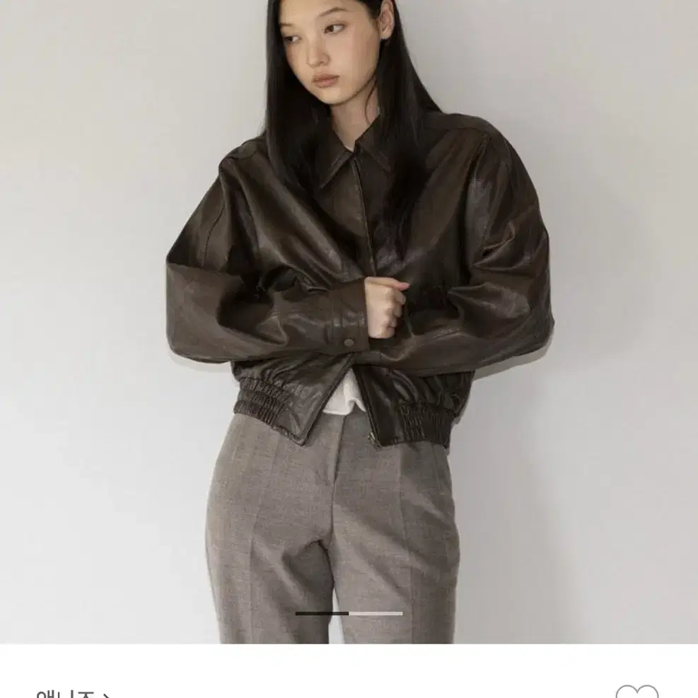 앤니즈 Crunch leather blouson (khaki brown)