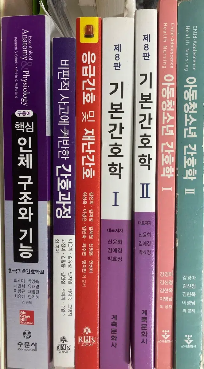 아동청소년, 기본간호학, 응급간호, 간호과정, 인체 구조와 기능