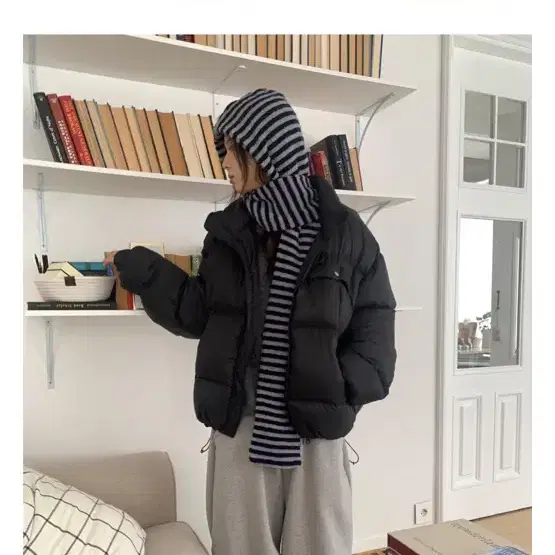 릿킴 stripe hood muffler후드머플러