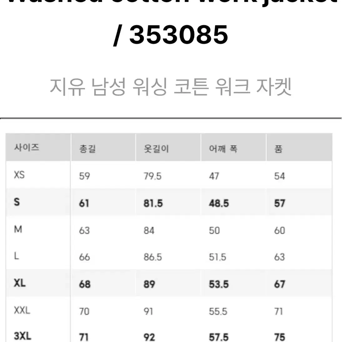 GU 워시드 코튼자켓 디트로이트 자켓 다크 그레이