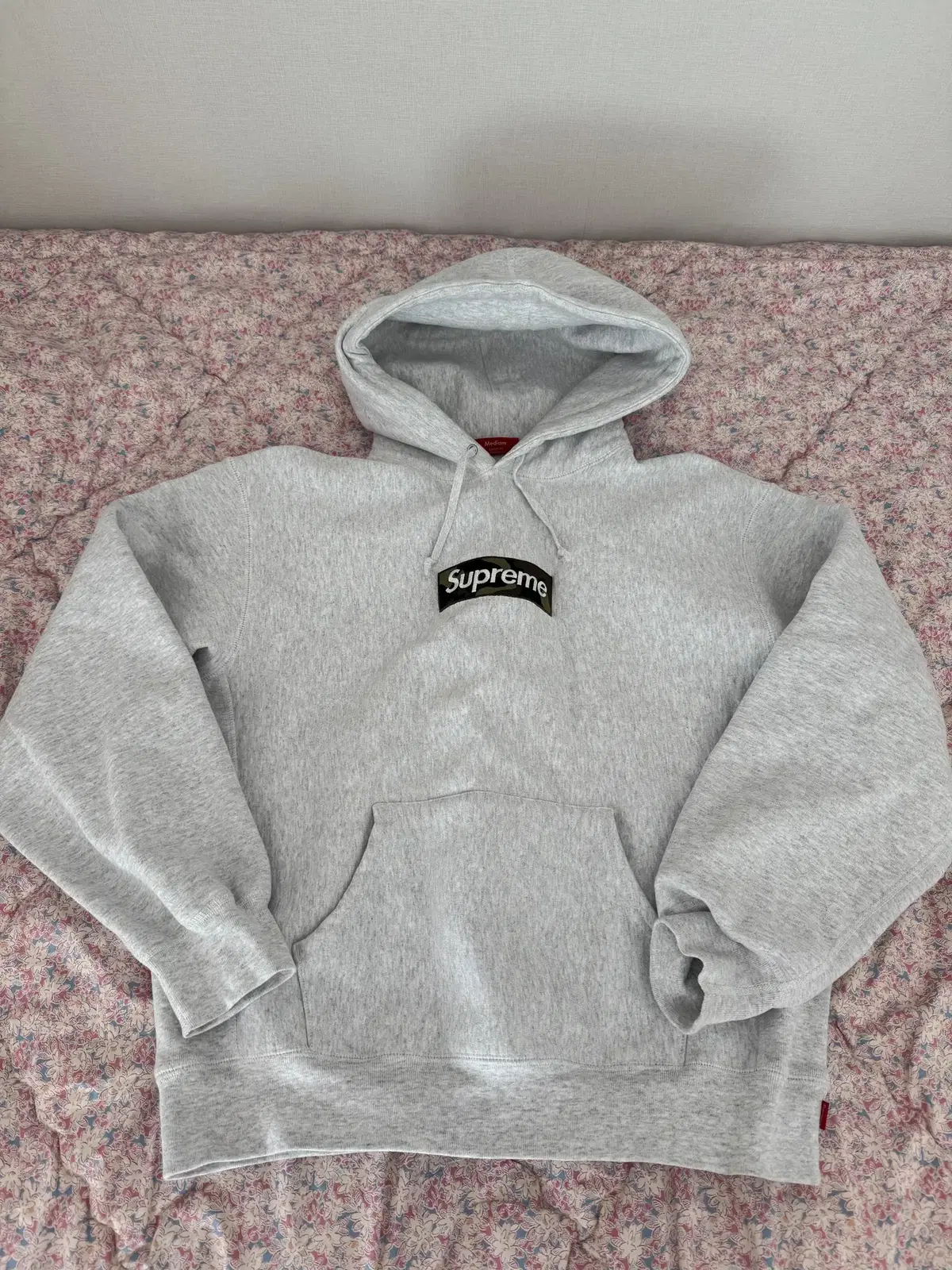 [m] supreme 박스로고 후드티 23fw ash grey