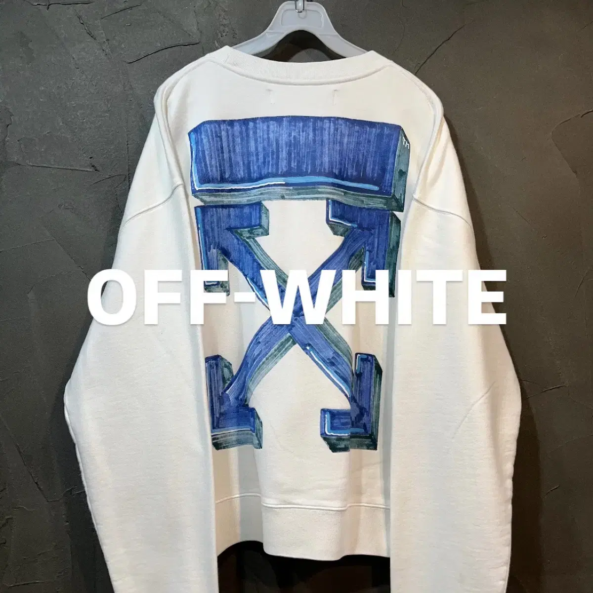 [L] OFF WHITE 오프화이트 크루넥 오버핏 스웻 셔츠