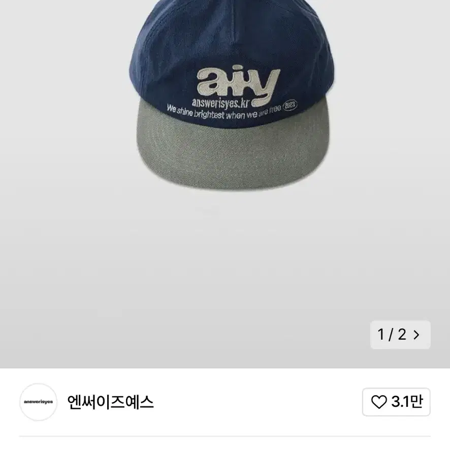 무신사 엔써이즈예스 모자 aiy letter two-tone cap