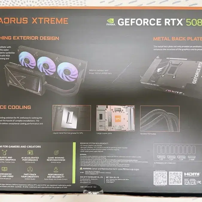 기가바이트 AORUS RTX 5080 XTREME 워터포스 [미개봉]