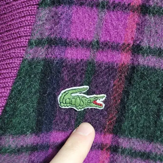 [M]LACOSTE 90's 핑크 타탄체크 플란넬 모직 크롭자켓 실측M