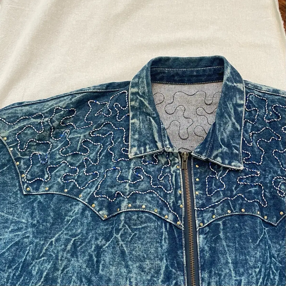 Vintage Stud Denim Bomber Jacket