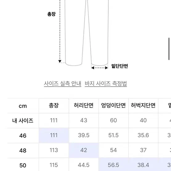 애드오프 데님팬츠 48사이즈